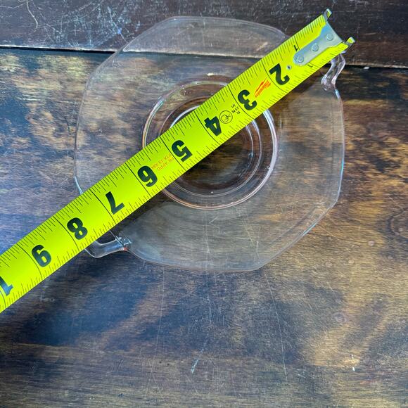 Vintage Antique Pink Depression Glass Octagon 6 inch serving plate‎ with handles - Picture 6 of 6